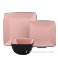 新しいスタイルの色の正方形の陶磁器12pcsの食器